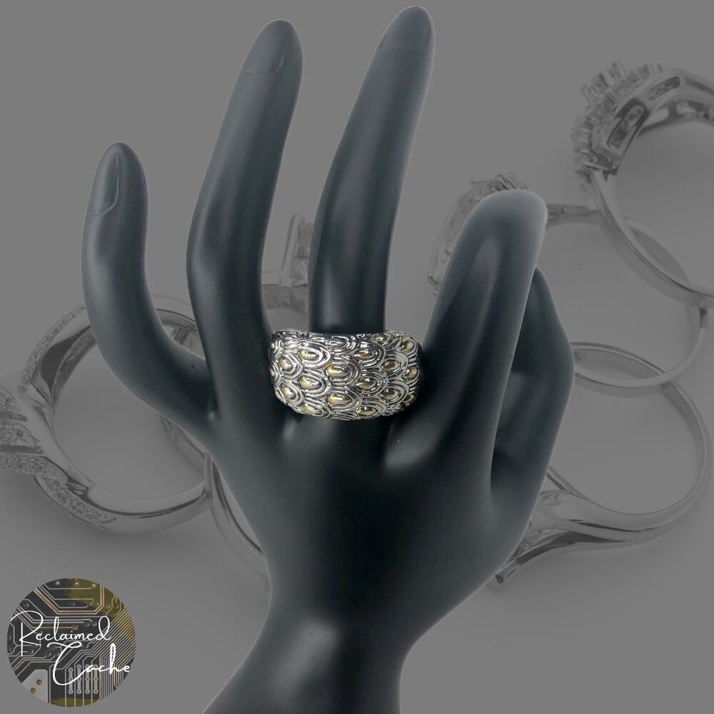 Silver and Gold Feather Ring - Size 10.5